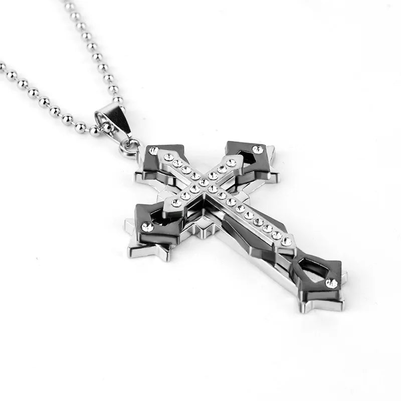 Men's diamond cross pendant necklace fashion trend jewelry gift