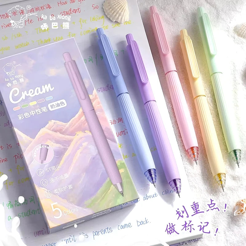 5Pcs/Box Colored Gel Pens Retractable 0.5mm Ink Quick-Dry Pens