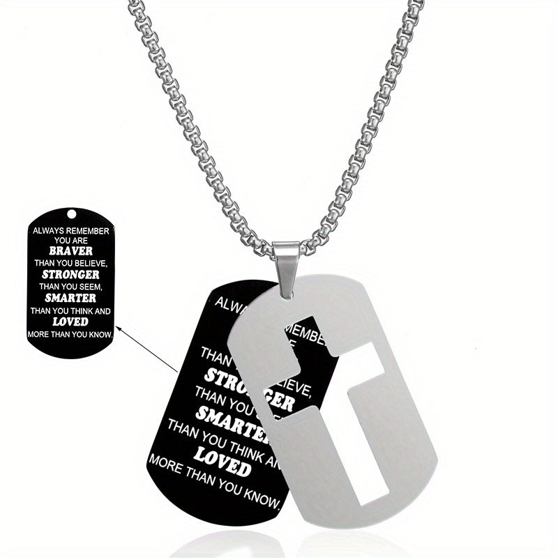 1pc Stainless Steel Dog Tag Cross Necklaces For Men