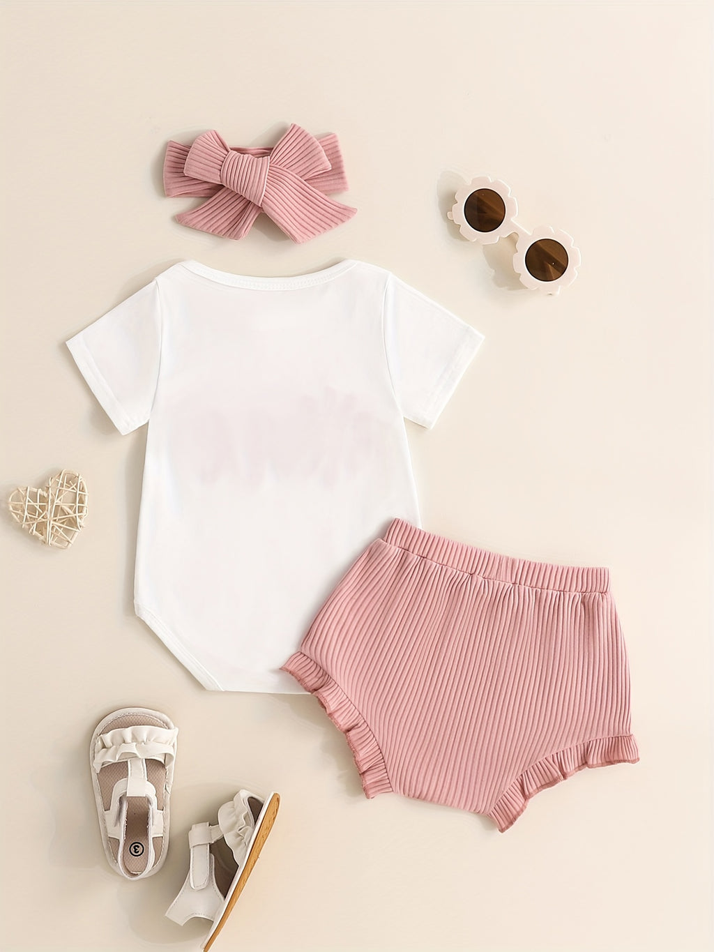 Baby's ONE Flower Embroidered 2pcs Summer Outfit