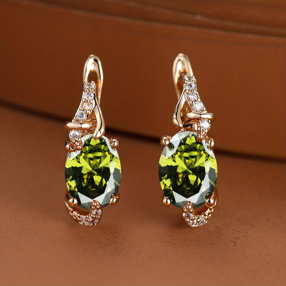 18K Gold Plated Blue Stone Stud Earrings oval