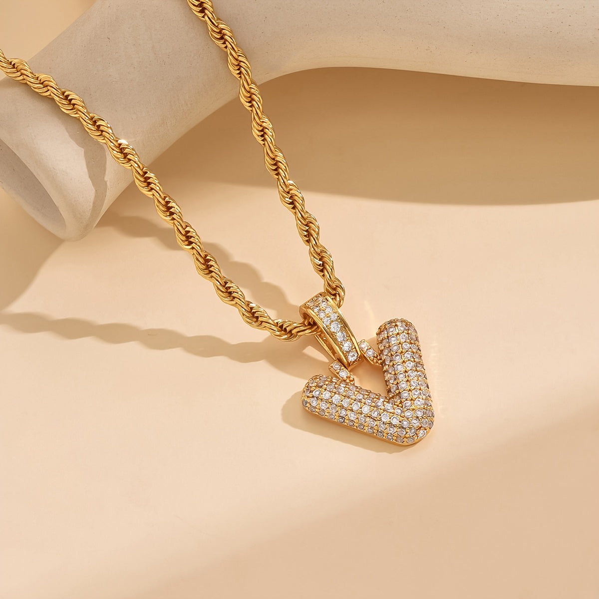 18K Gold Plated English Letter Full Of Luxury Chain Pendant Necklace Party Festival Jewelry Gift