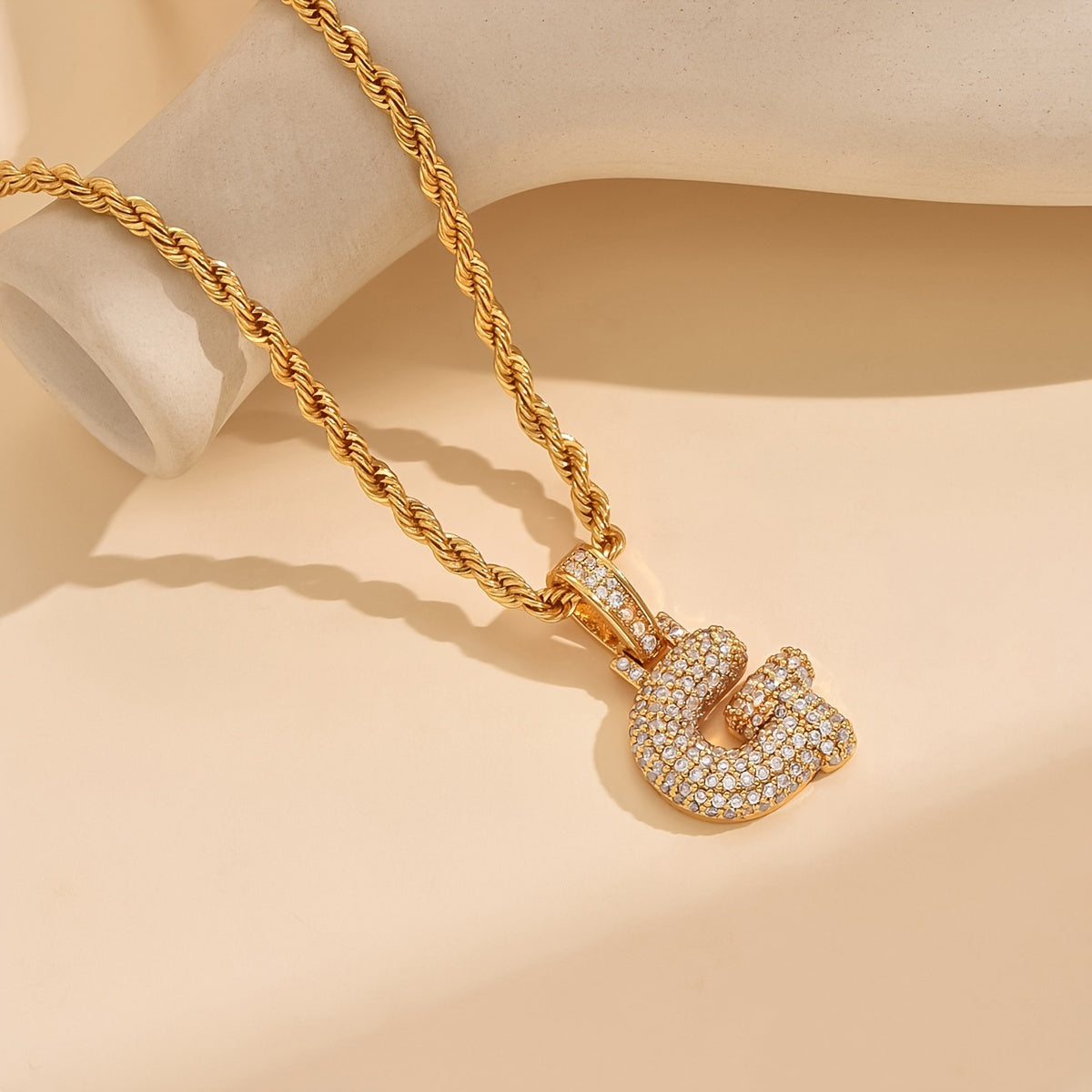 18K Gold Plated English Letter Full Of Luxury Chain Pendant Necklace Party Festival Jewelry Gift