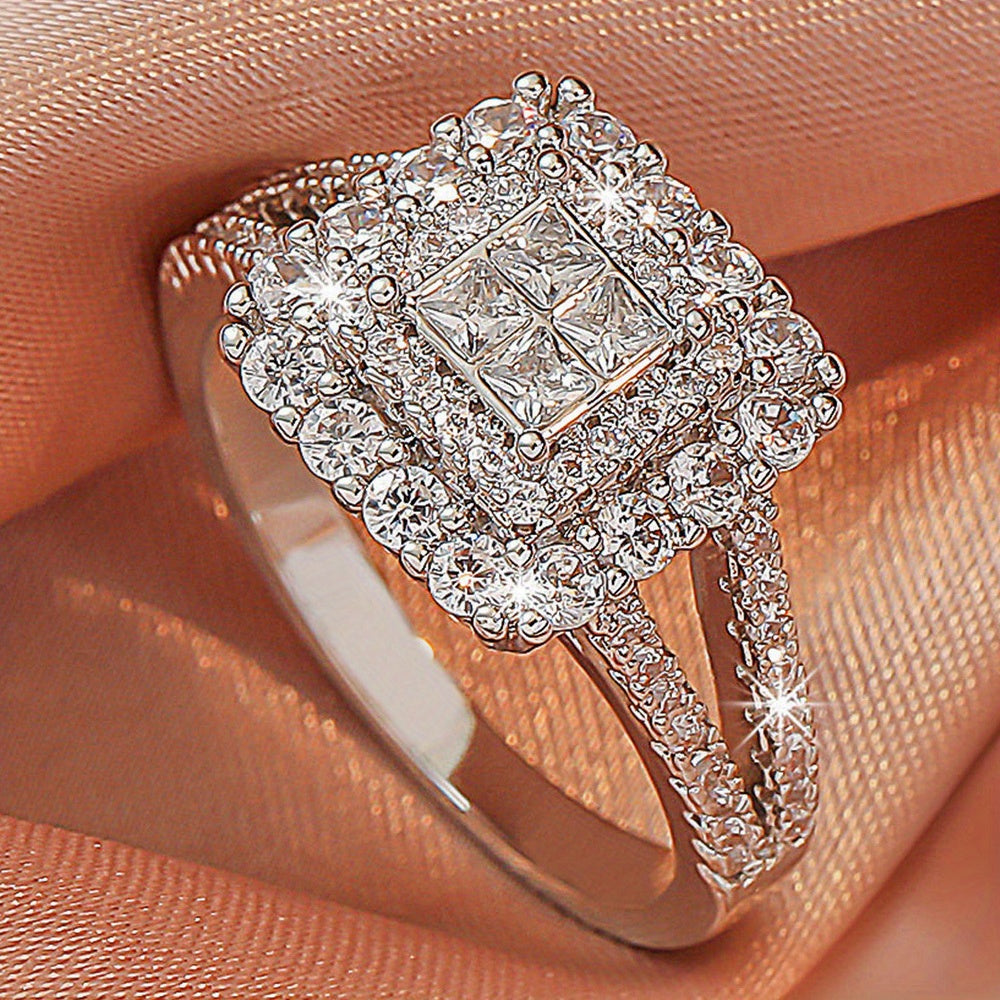 White Synthetic Zirconia Large Multi Row Rings