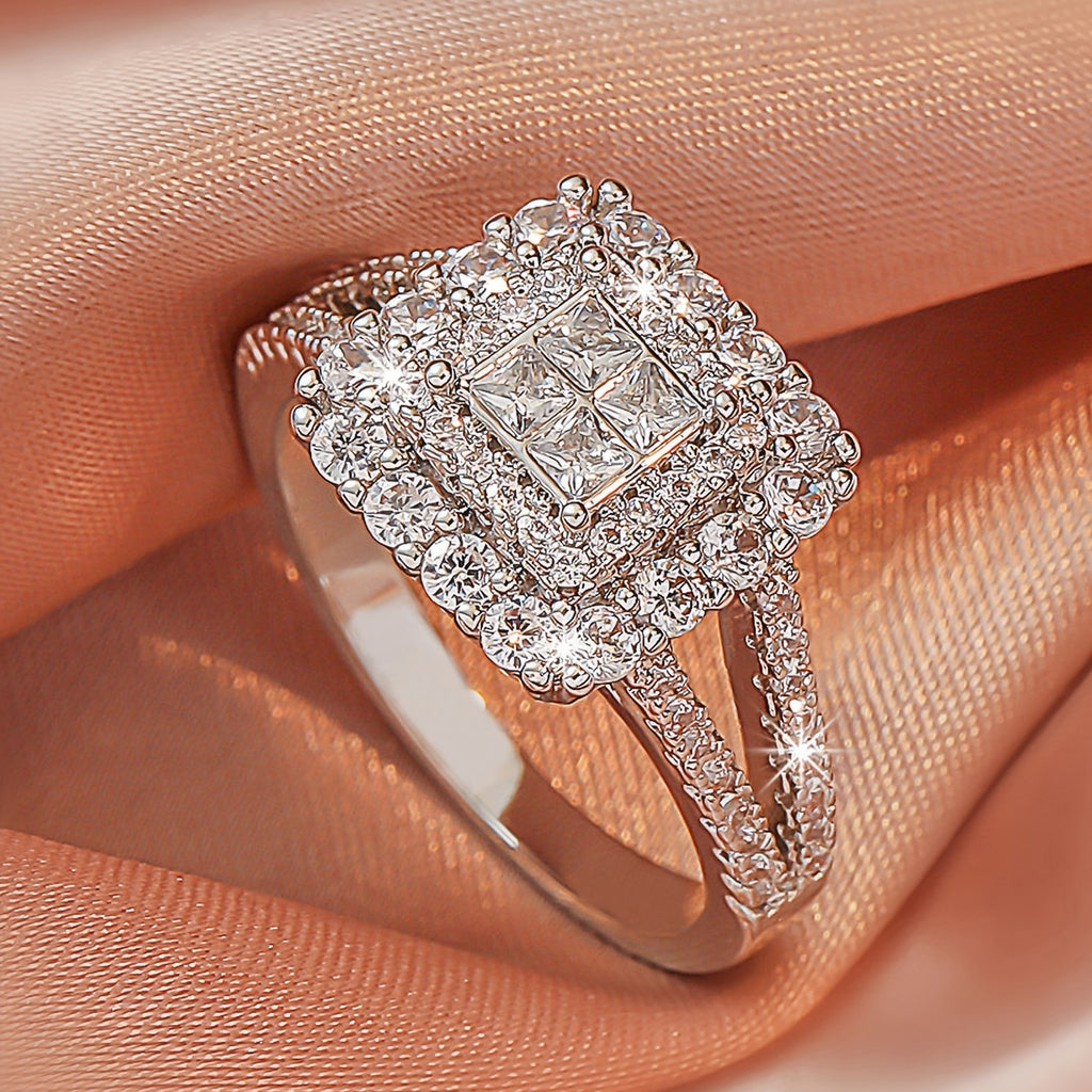 White Synthetic Zirconia Large Multi Row Rings