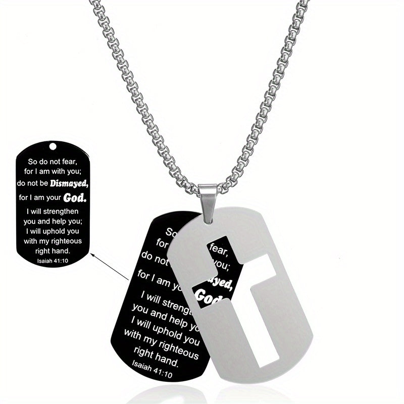 1pc Stainless Steel Dog Tag Cross Necklaces For Men