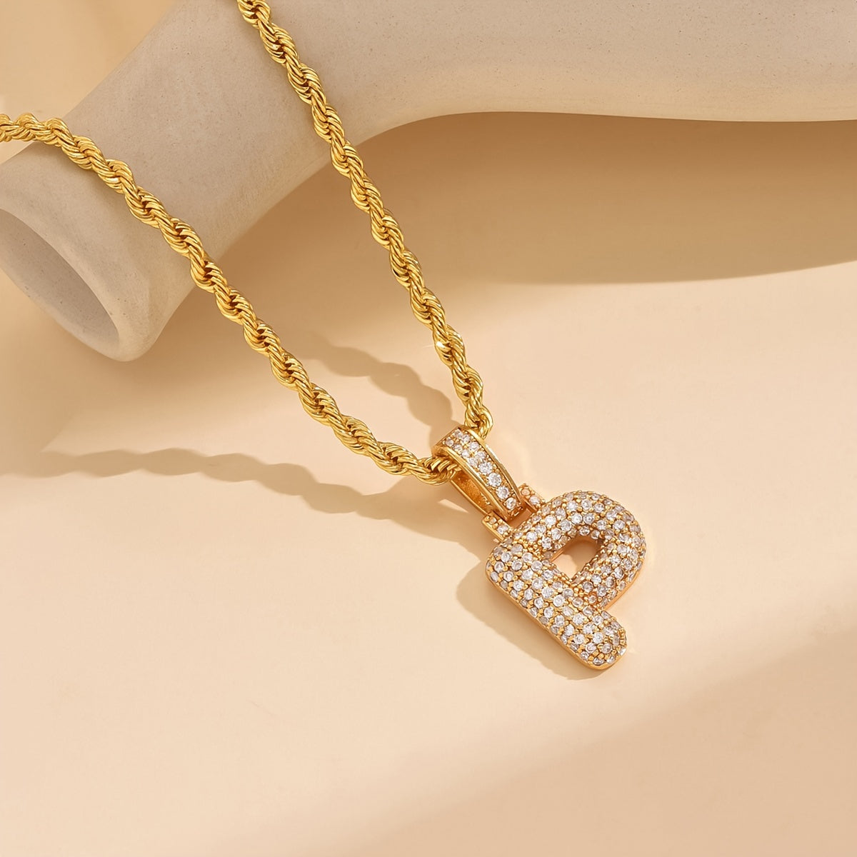 18K Gold Plated English Letter Full Of Luxury Chain Pendant Necklace Party Festival Jewelry Gift