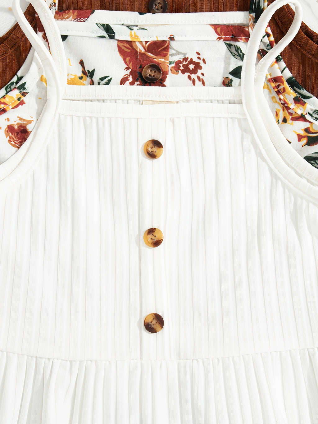 3-Piece Set Toddler Girls Tank Tops, Floral Print