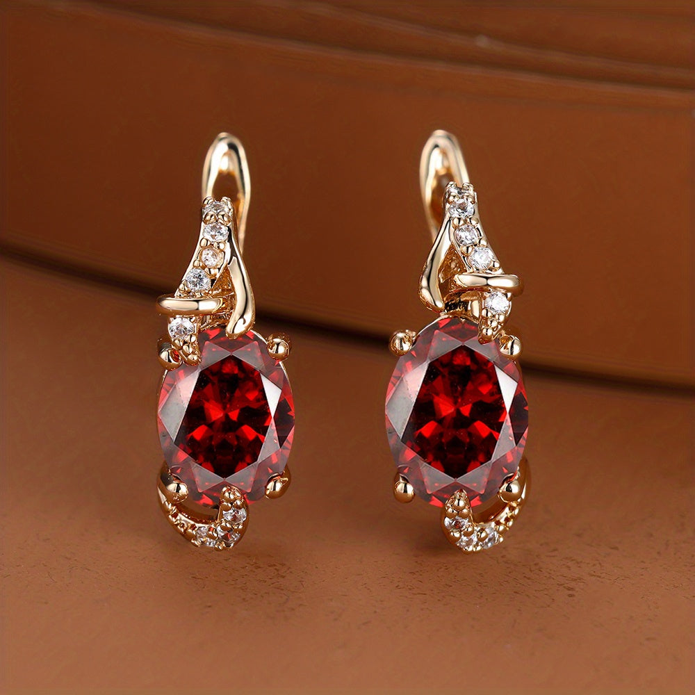 18K Gold Plated Blue Stone Stud Earrings oval
