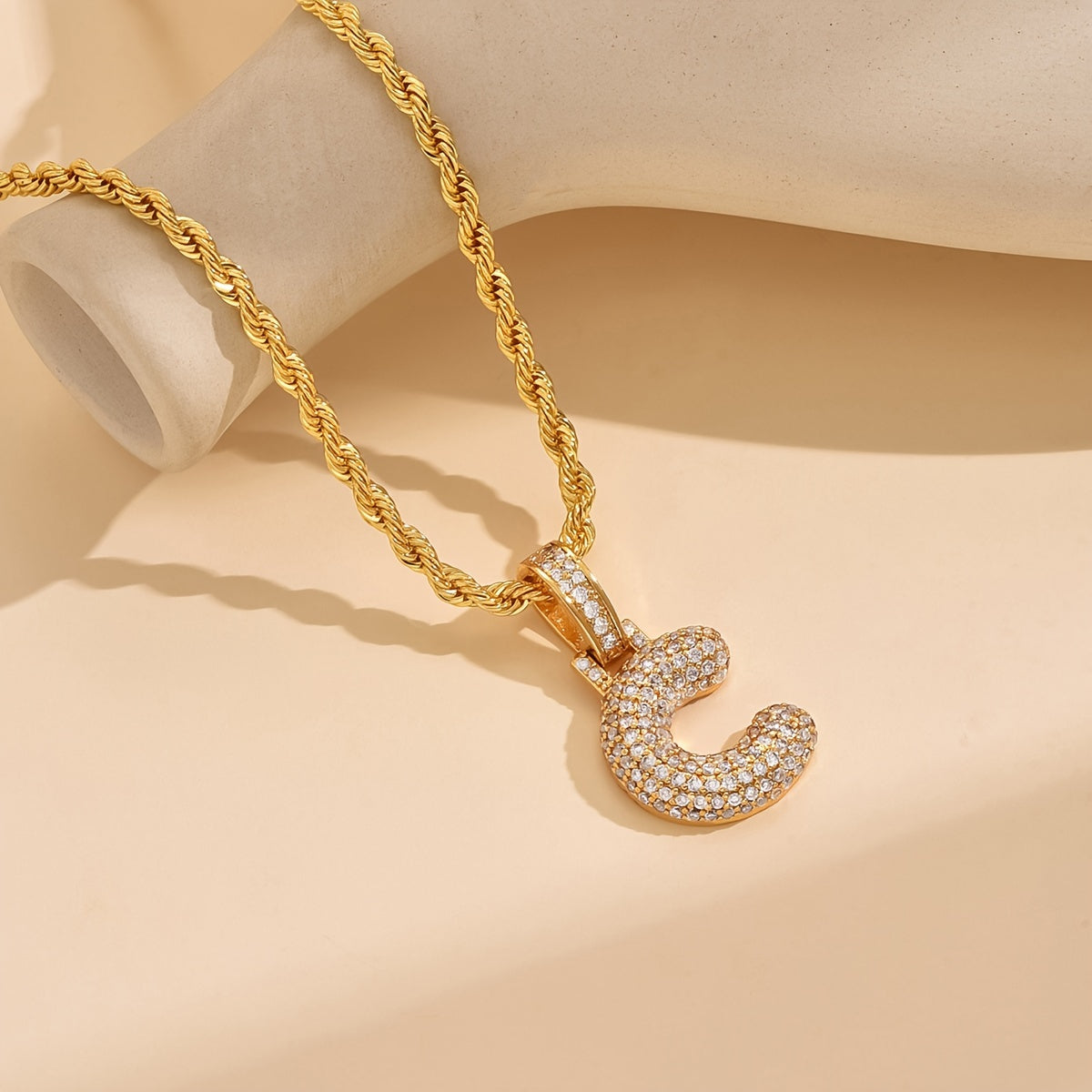 18K Gold Plated English Letter Full Of Luxury Chain Pendant Necklace Party Festival Jewelry Gift