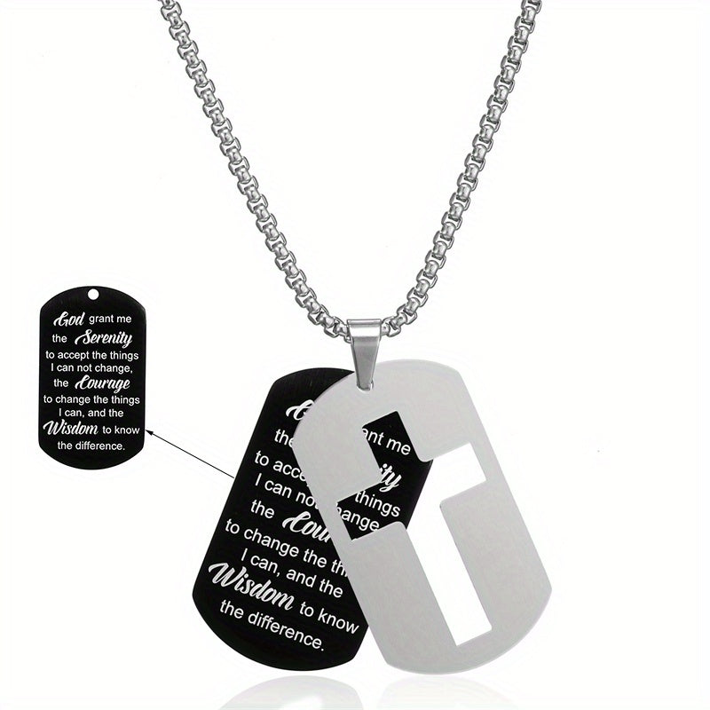 1pc Stainless Steel Dog Tag Cross Necklaces For Men