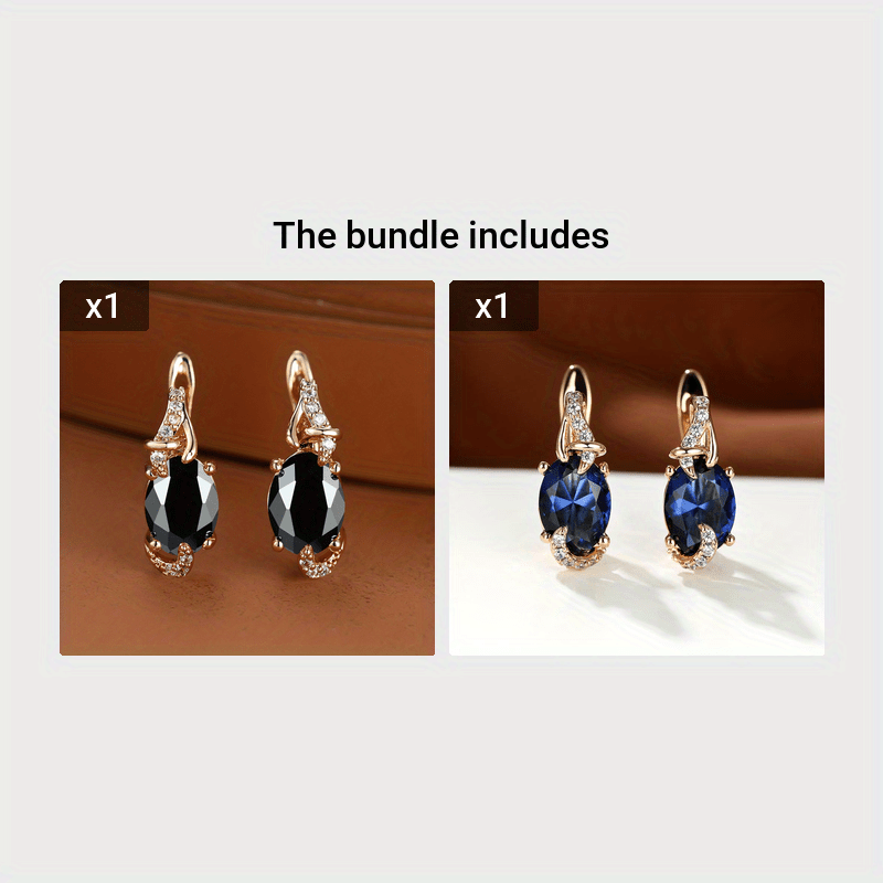 18K Gold Plated Blue Stone Stud Earrings oval