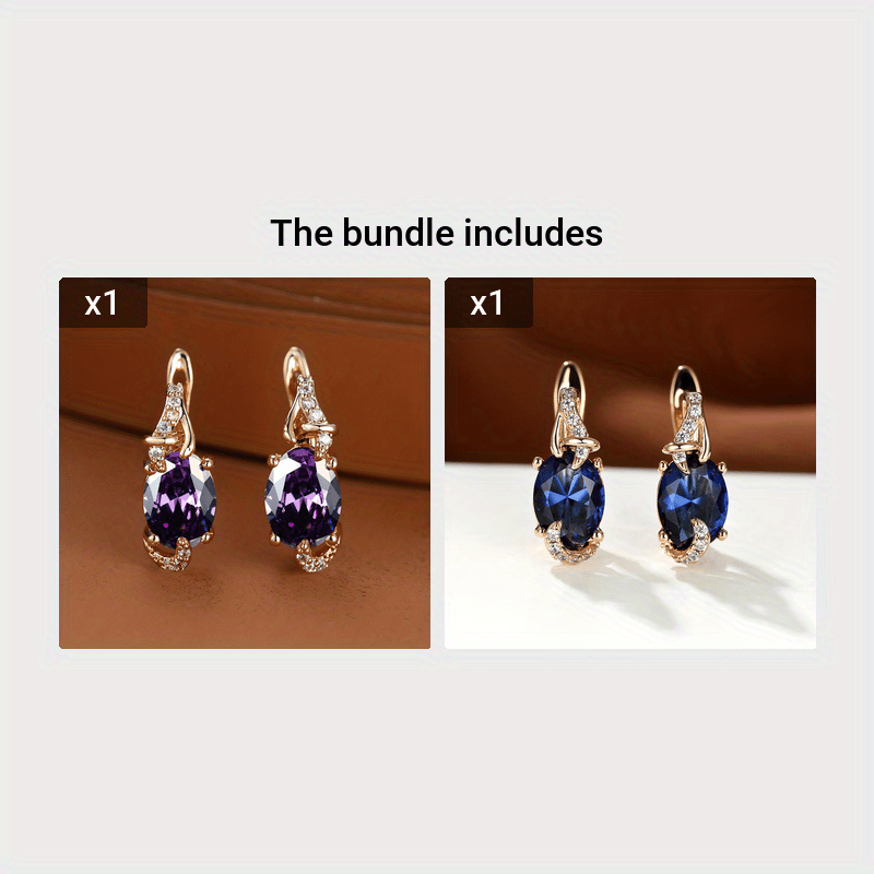 18K Gold Plated Blue Stone Stud Earrings oval