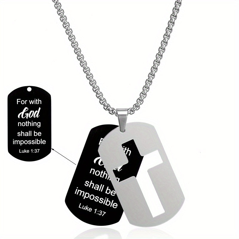 1pc Stainless Steel Dog Tag Cross Necklaces For Men