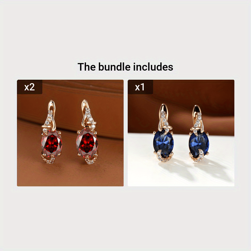 18K Gold Plated Blue Stone Stud Earrings oval