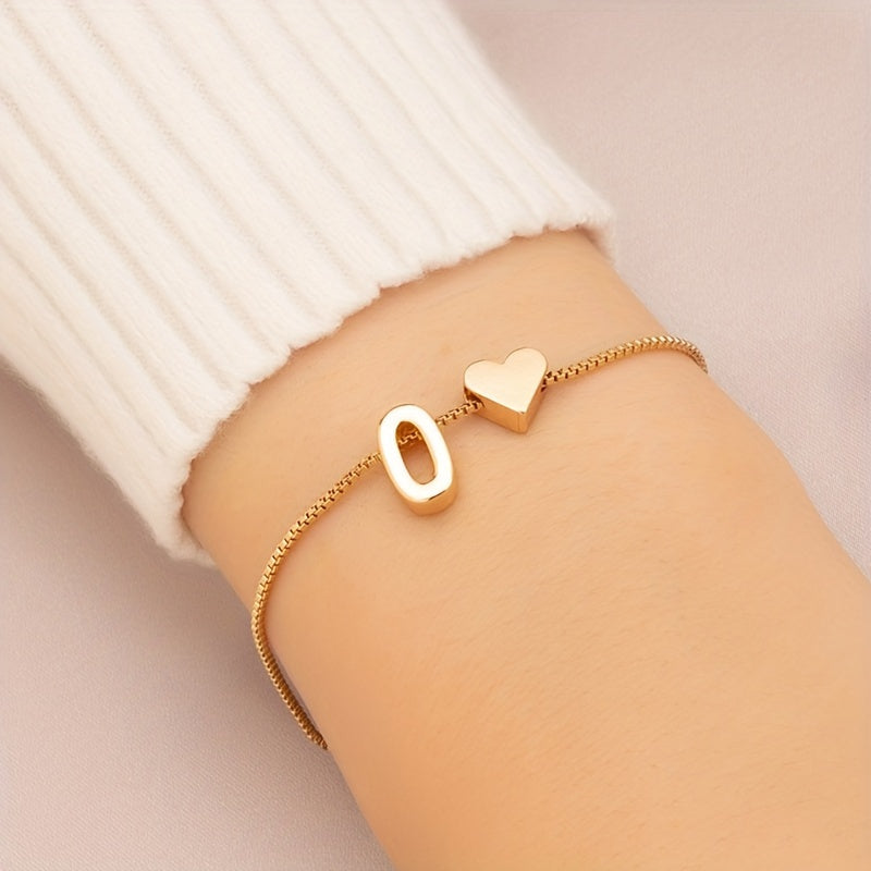 Letter Mini Love Heart Thin Chain Bracelet