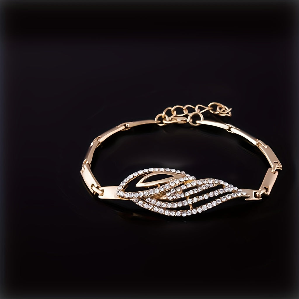 5pcs Earrings Necklace Bracelet Plus Ring Elegant Jewelry Set 14k Gold Plated