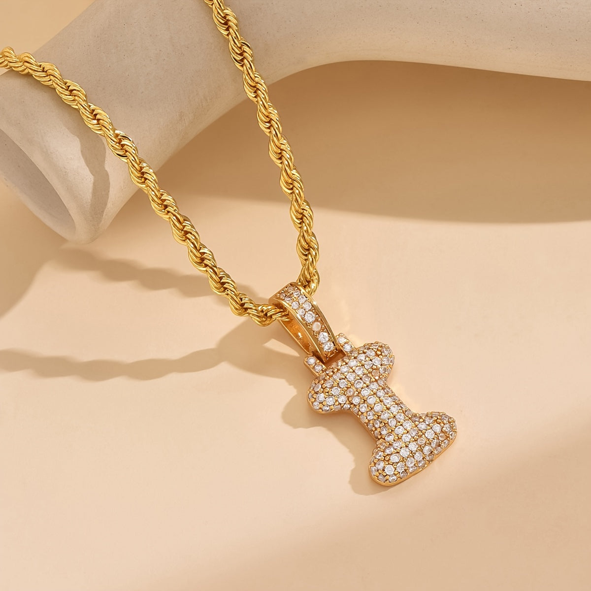 18K Gold Plated English Letter Full Of Luxury Chain Pendant Necklace Party Festival Jewelry Gift