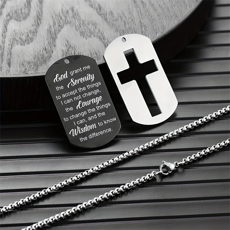 1pc Stainless Steel Dog Tag Cross Necklaces For Men