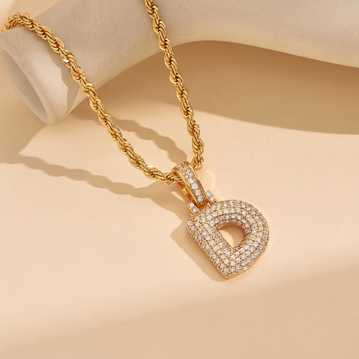 18K Gold Plated English Letter Full Of Luxury Chain Pendant Necklace Party Festival Jewelry Gift