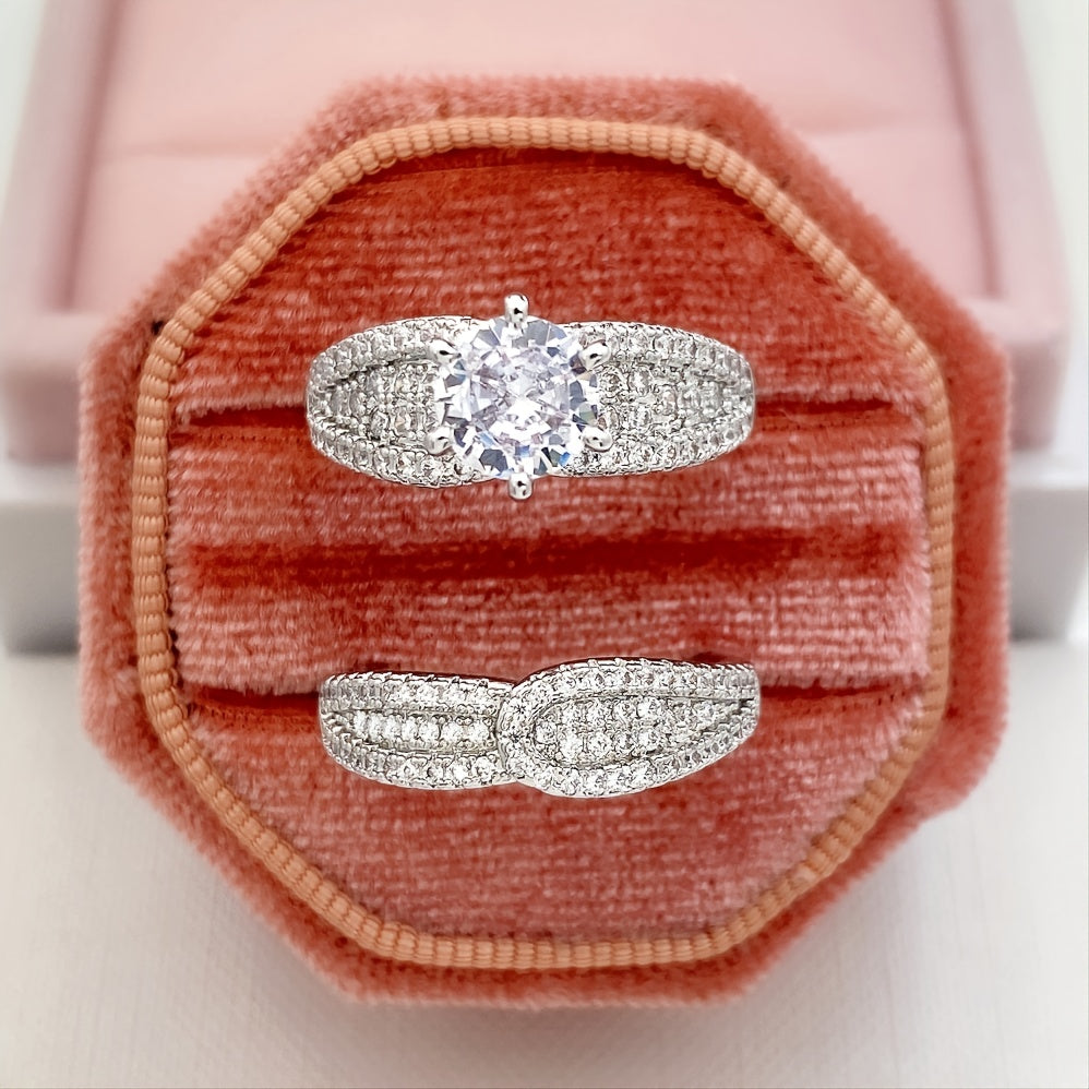 2pcs/Set Zirconia Ring